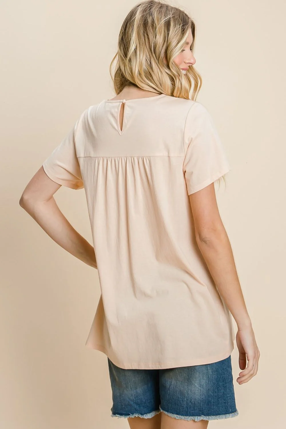 Cotton Bleu by Nu Label Eyelet Round Neck Short Sleeve T-Shirt - Image 2