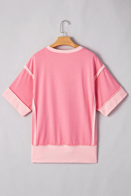 Cotton Peach Half Raw Seam High Low Side Split Top - Image 7