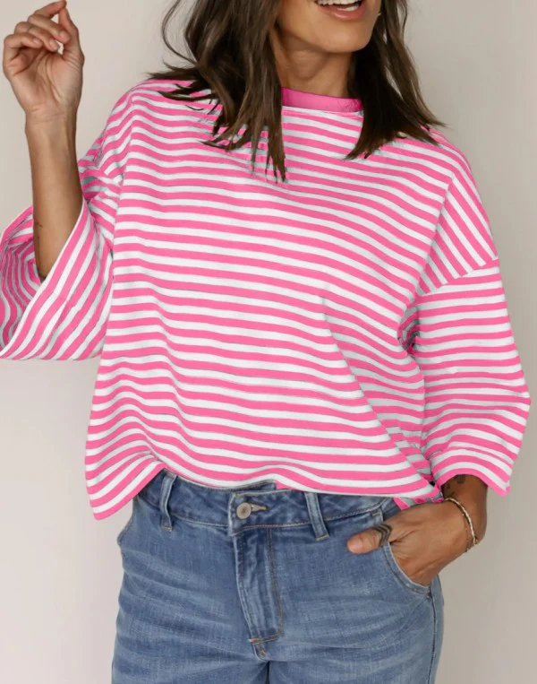 Cotton Pink Stripe backless t shirt - Image 10