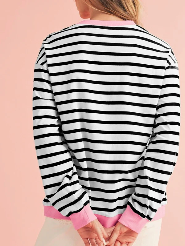 Cotton Stripe Drop shoulder Sweatshirt - Image 13
