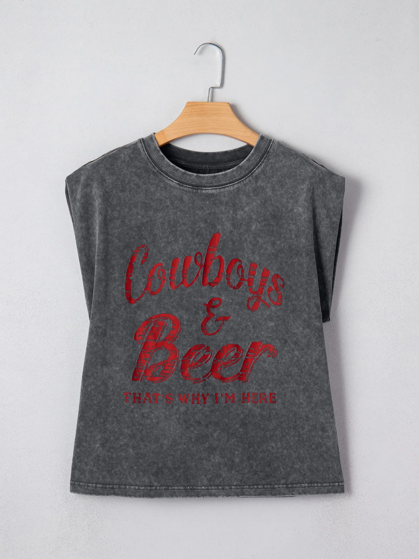 Cowboy & Beer Western Graphic Mineral Wash Tank Top - Image 5