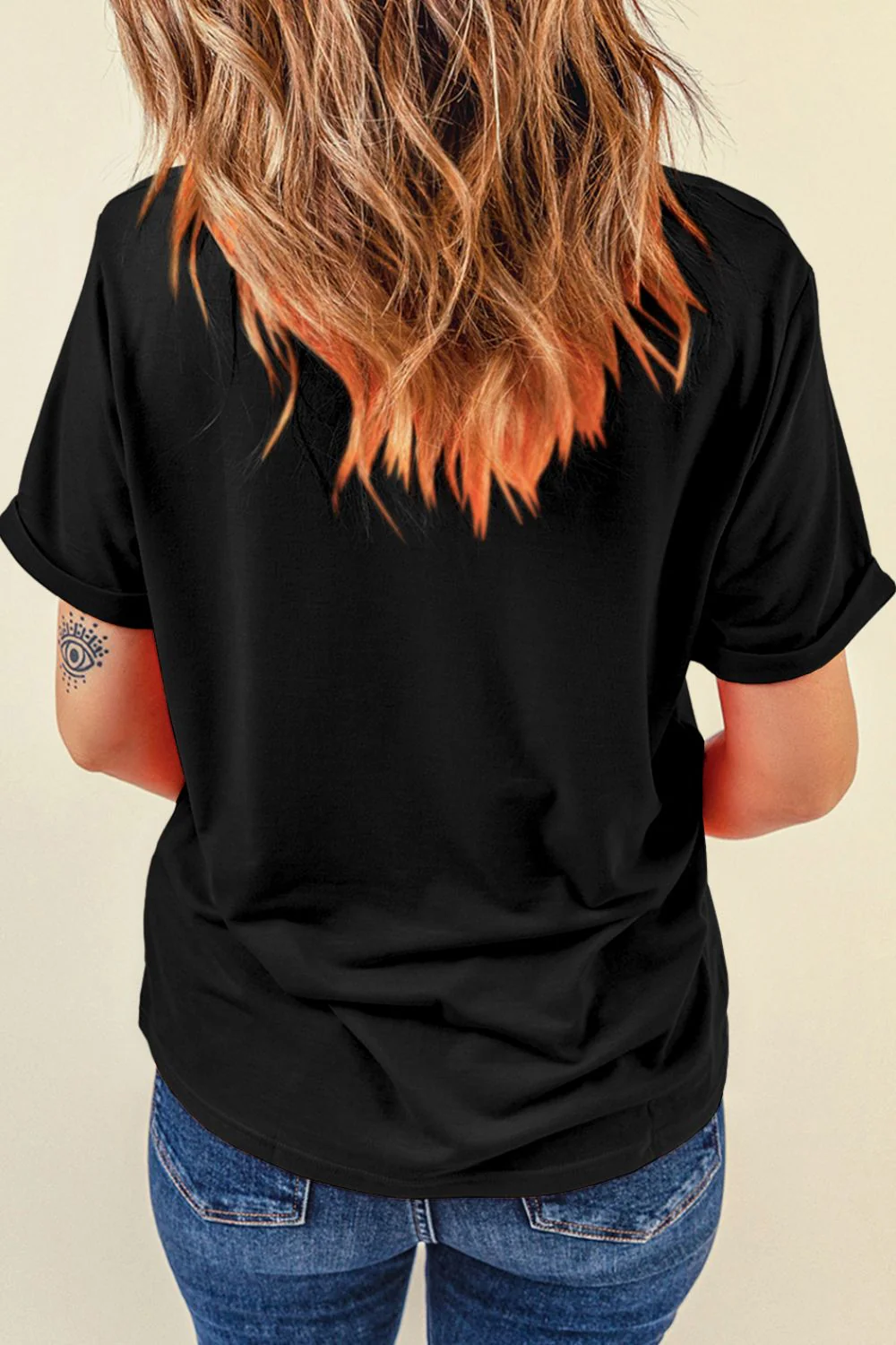 Cowboy Hat Disco Ball Patched Round Neck T-Shirt - Image 4