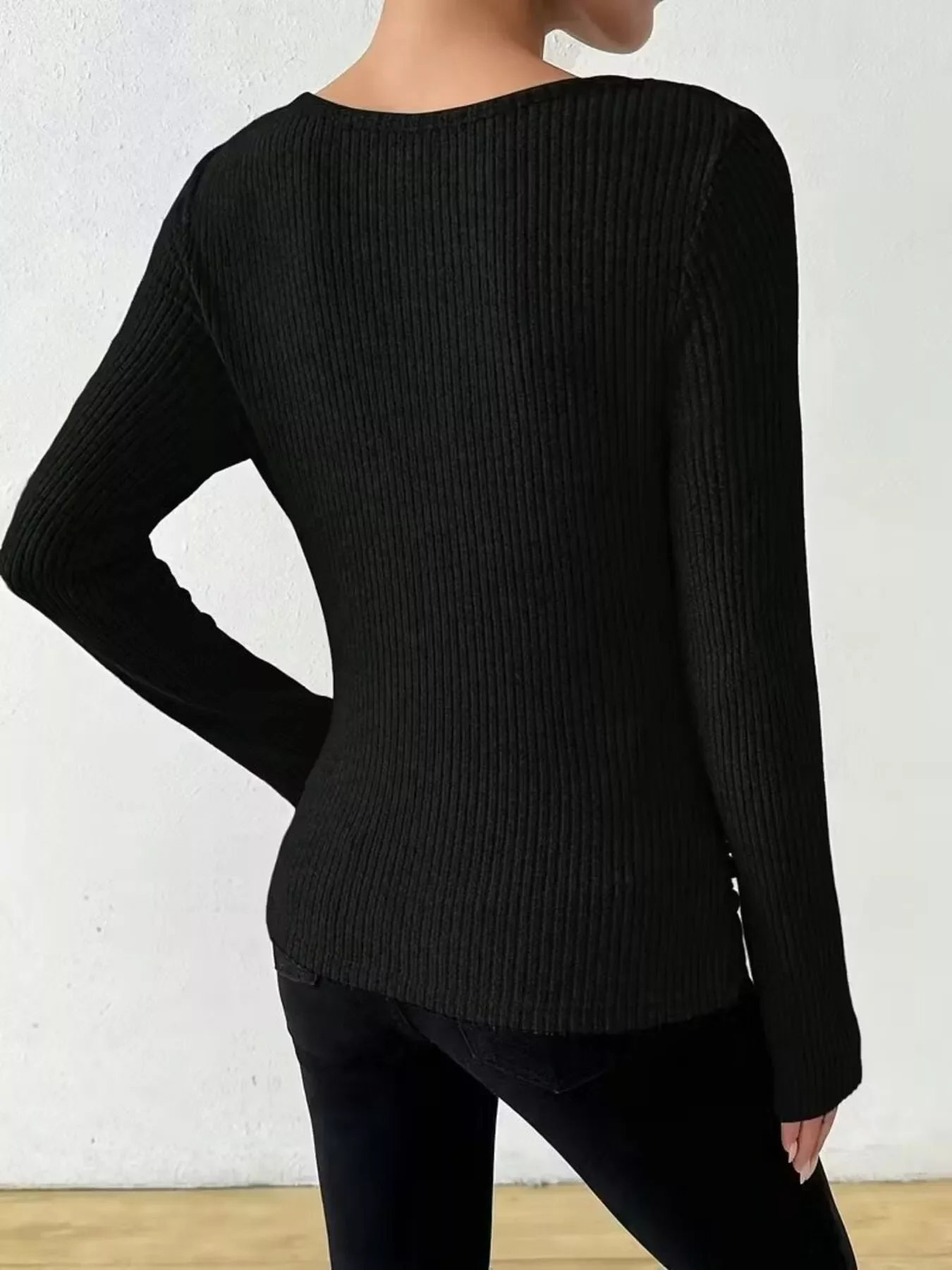 Cowl Neck Ribbed Knit Top - Image 7
