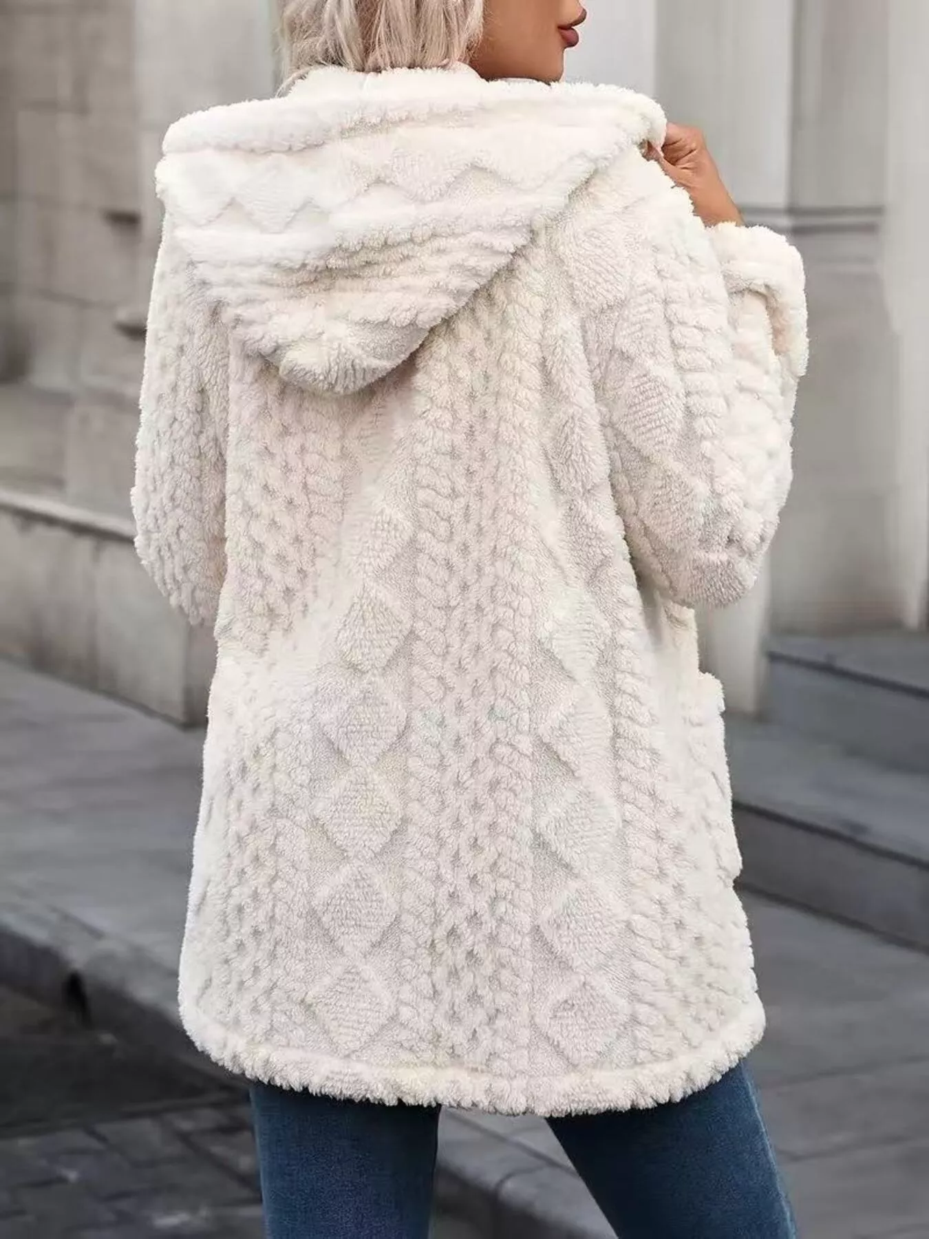 Cozy Button Up Hooded Fleece Outerwear - Image 2