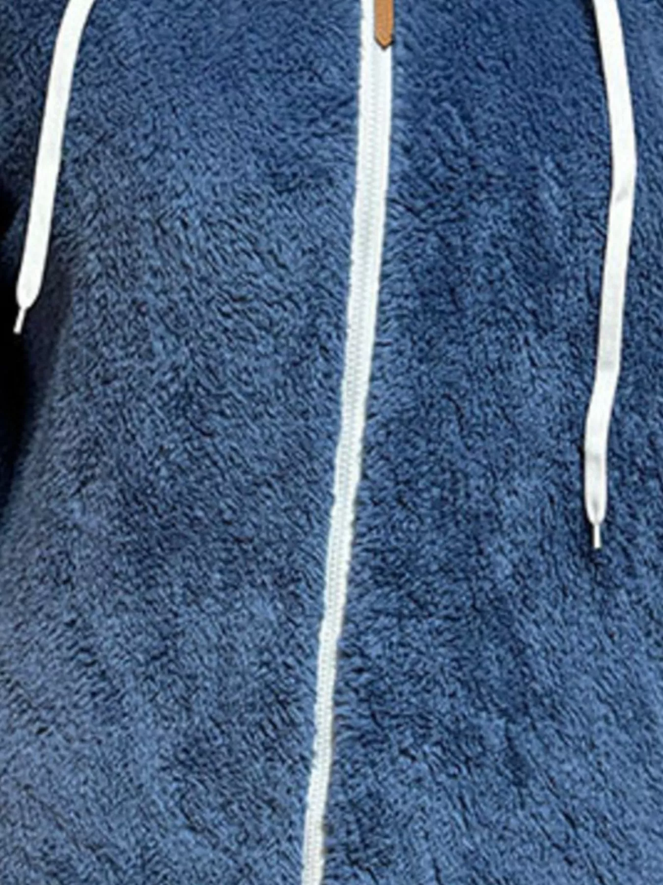 Cozy Fleece Hooded Longline Zip Up Outerwear - Image 3