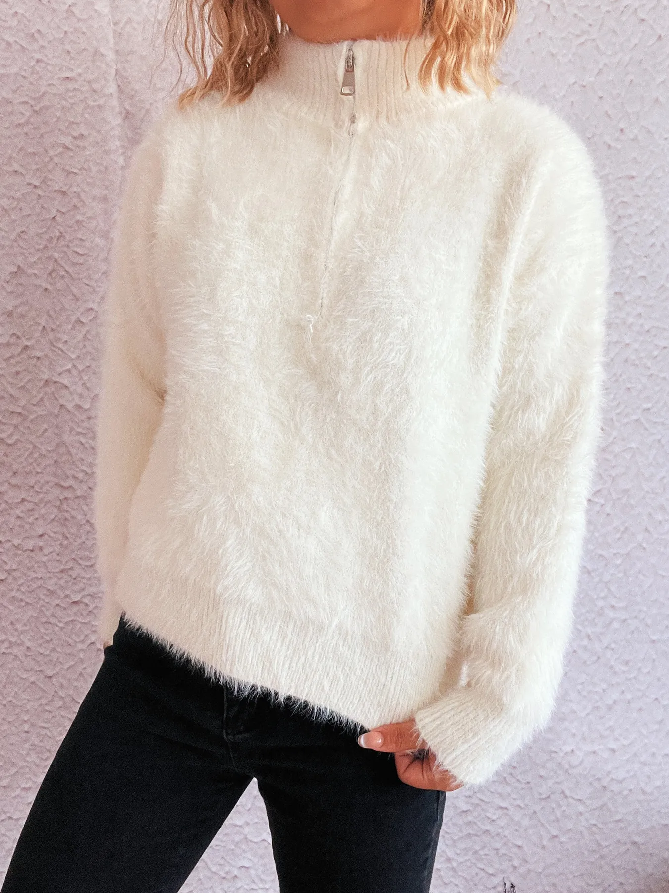 Cozy Fuzzy Half-Zip Sweater - Image 18