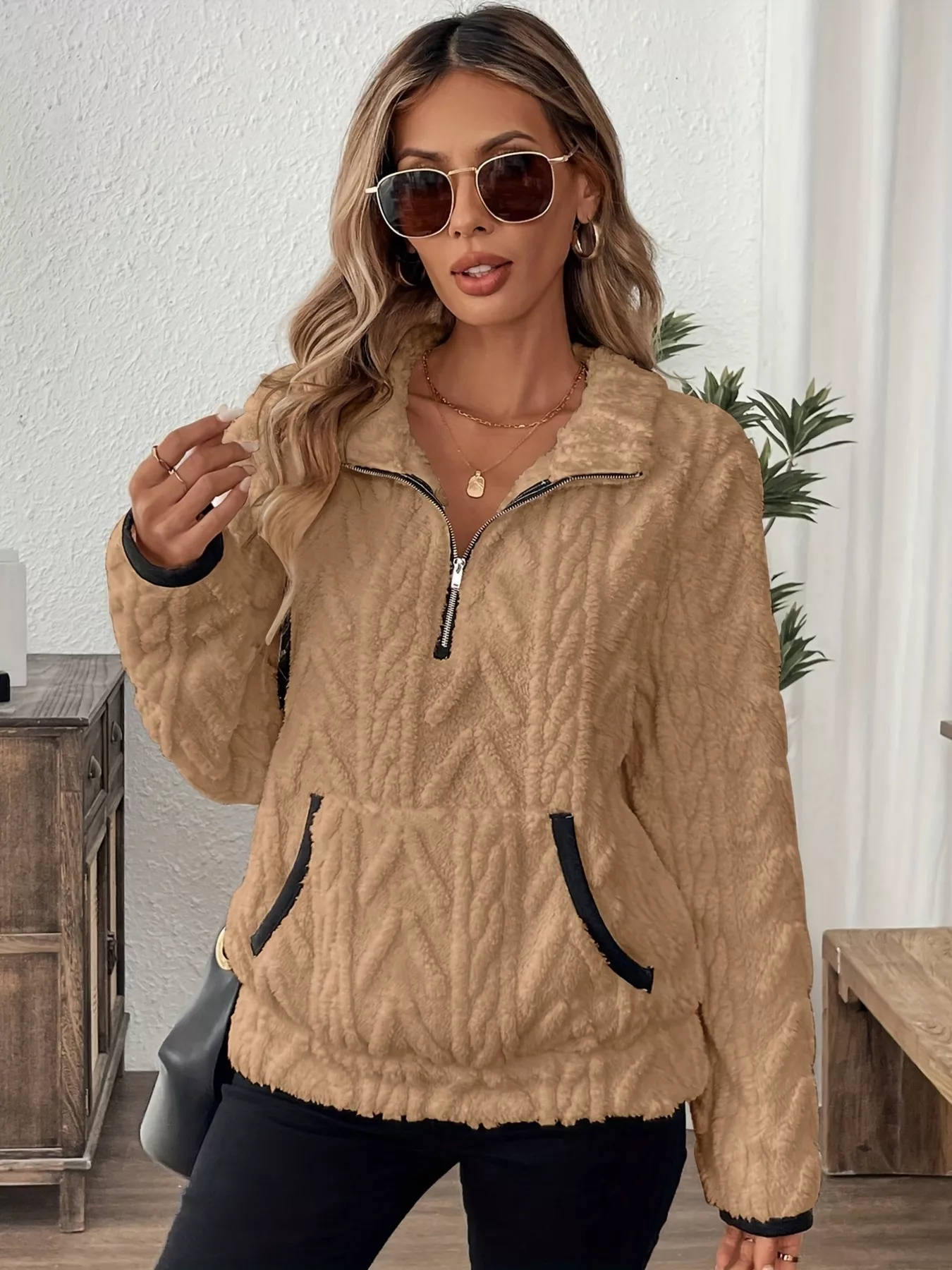 Cozy Sherpa Half Zip Sweatshirt - Image 26