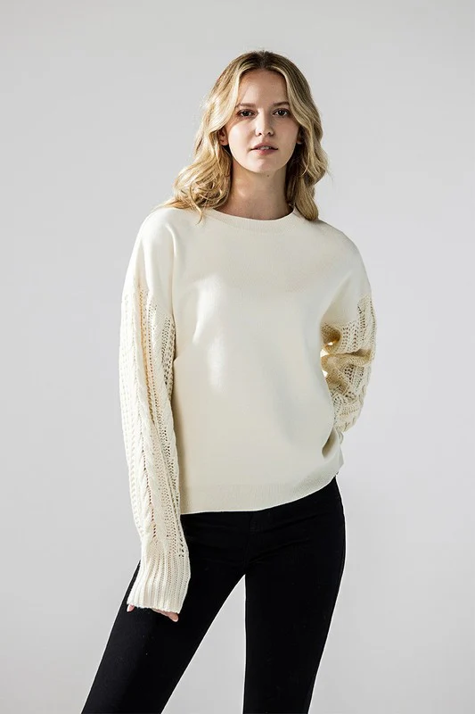 Cozy Solid Body Contrast Cable Knit Sweater - Image 17