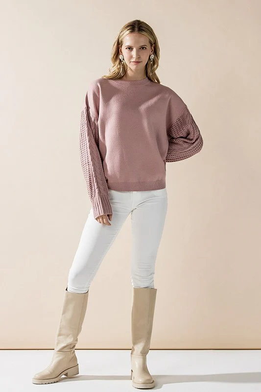 Cozy Solid Body Contrast Cable Knit Sweater - Image 20
