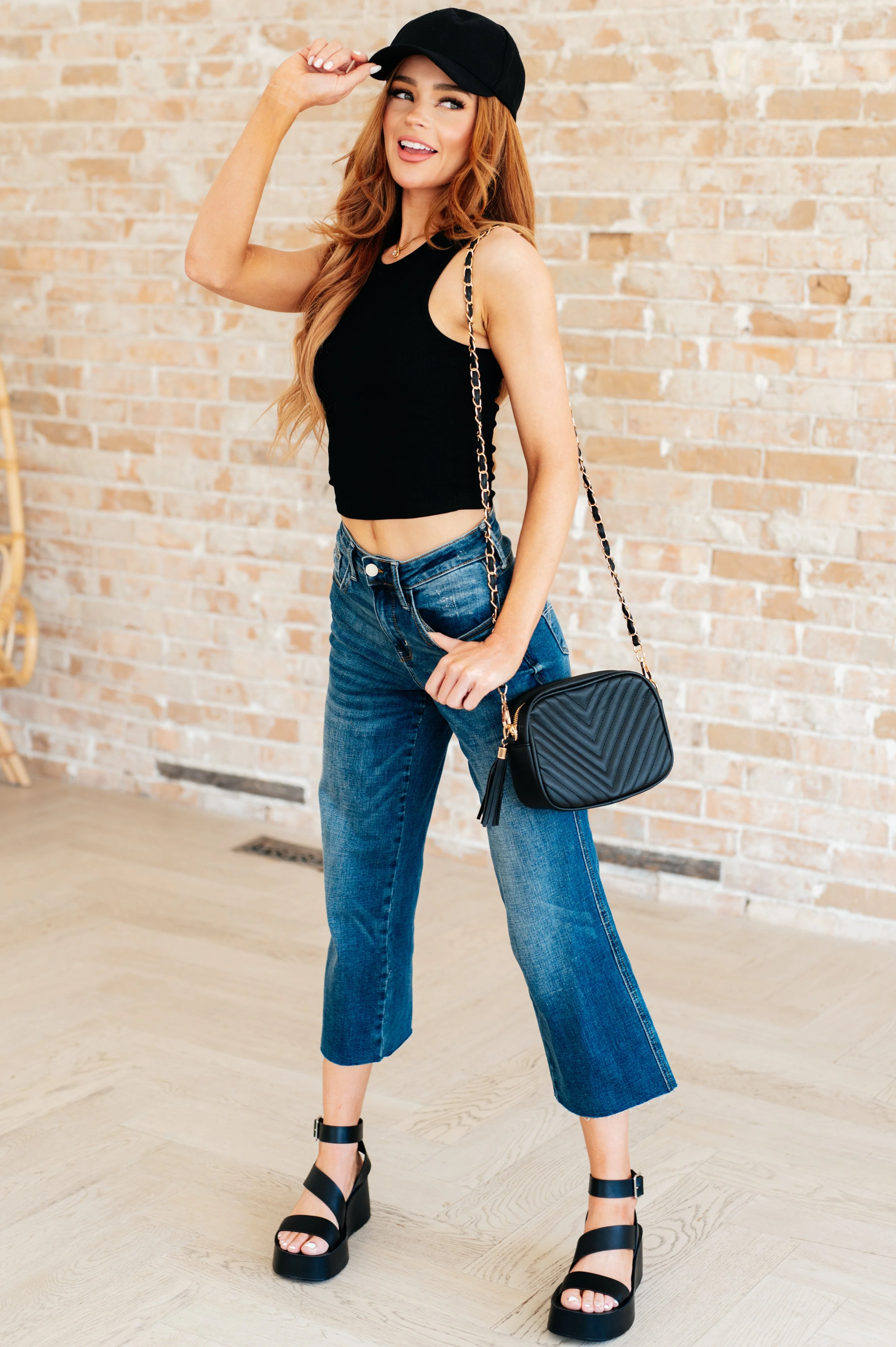 Cream of the Crop Rib Knit Tank Top in Black - Image 4