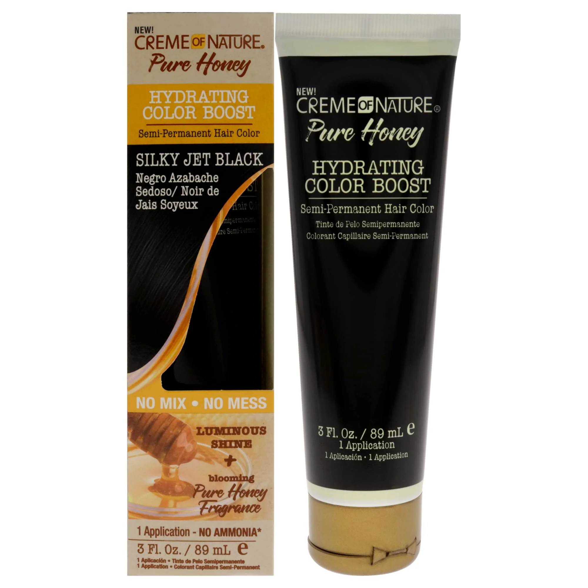 Creme of Nature Pure Honey Hydrating Color Boost Semi-Permanent Hair Color - Silky Jet Black Hair Color Unisex 3 oz - Image 5