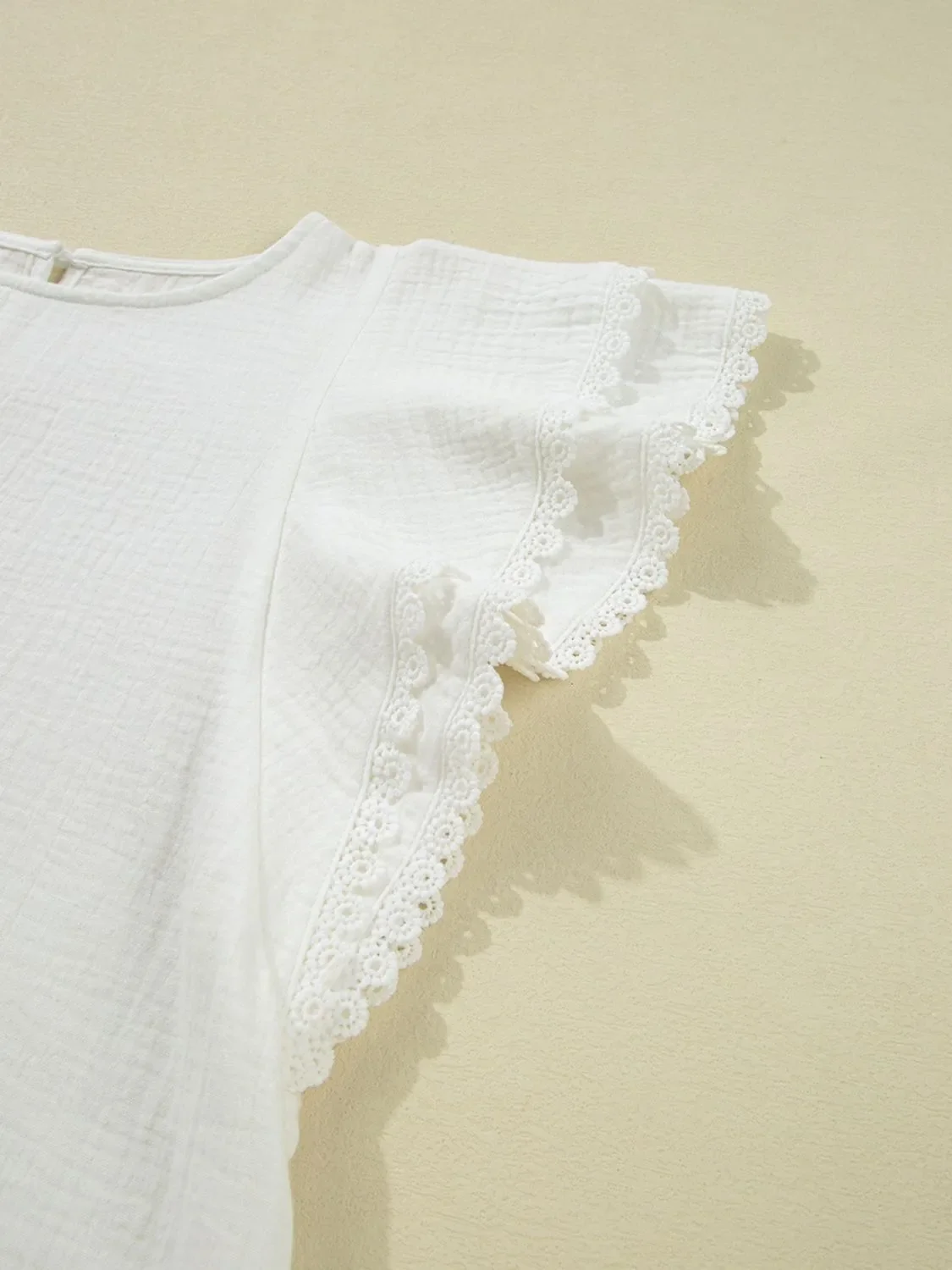 Crinkled Layered Ruffled Flutter Sleeve Blouse - Image 11