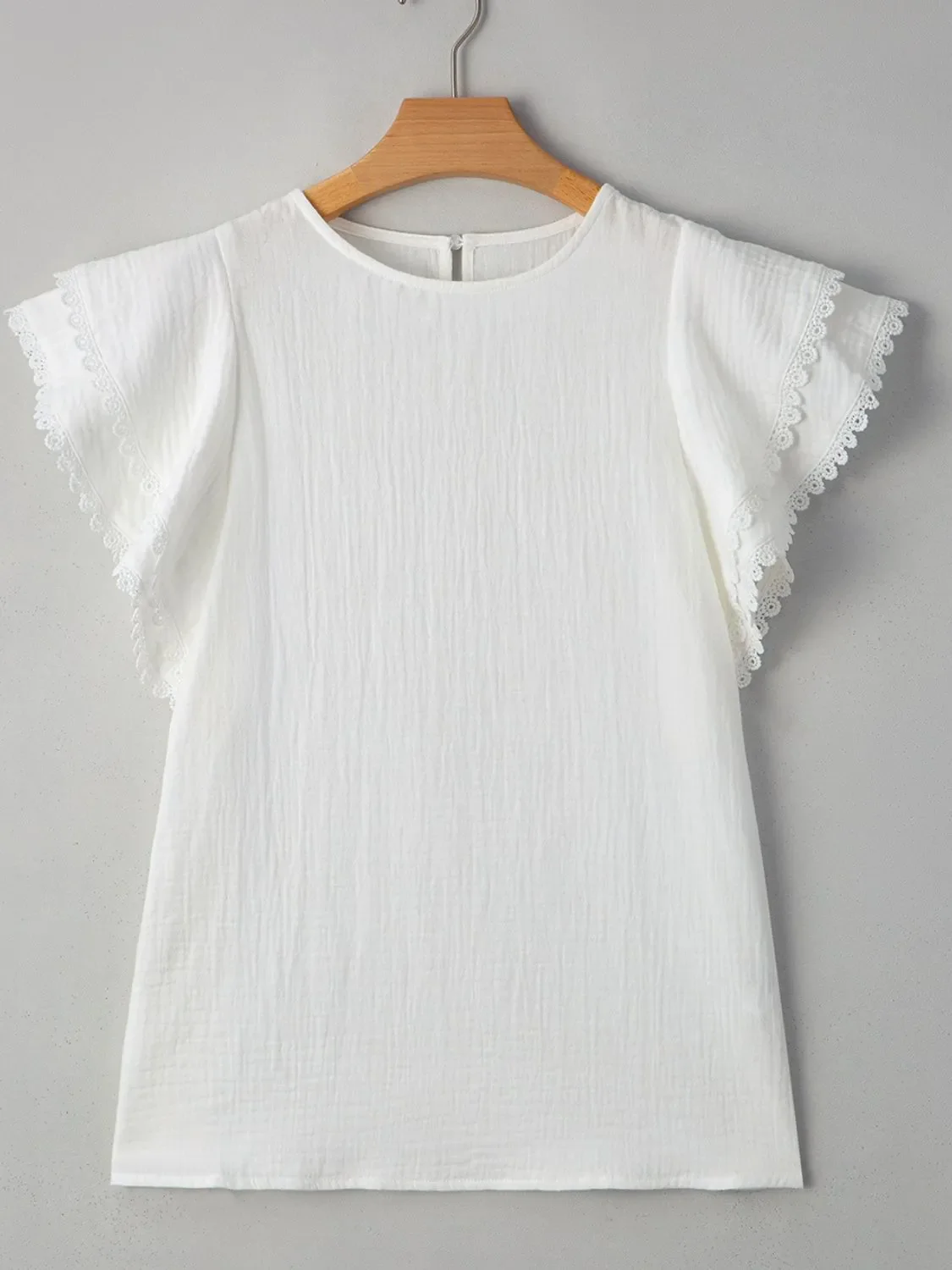 Crinkled Layered Ruffled Flutter Sleeve Blouse - Image 8
