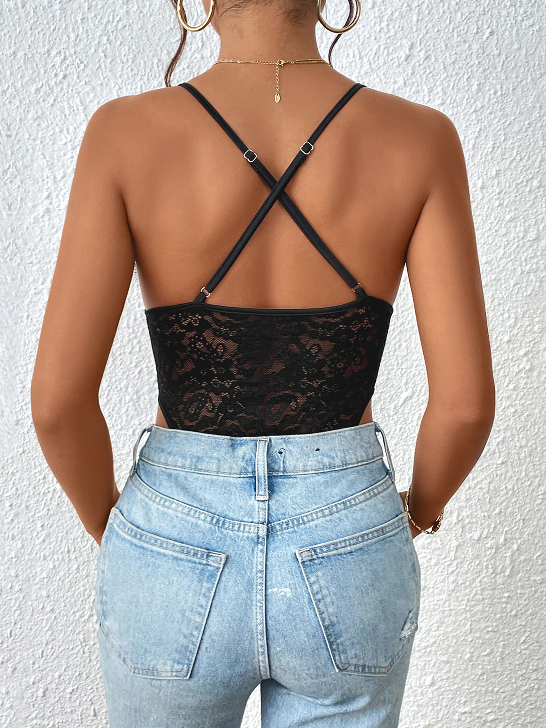 Crisscross Lace Spaghetti Strap Bodysuit - Image 7