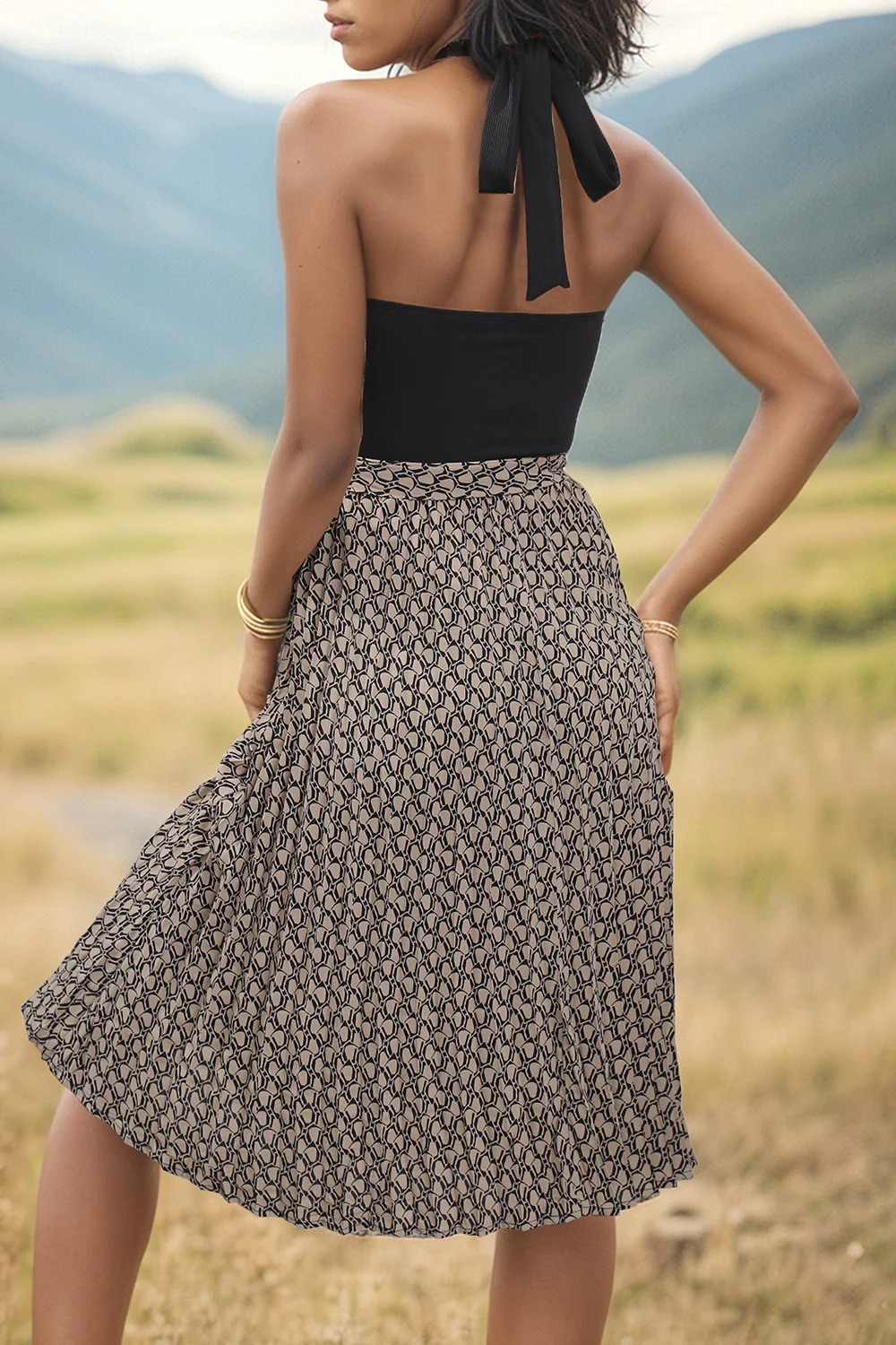 Crisscross Printed Halter Neck Dress - Image 2