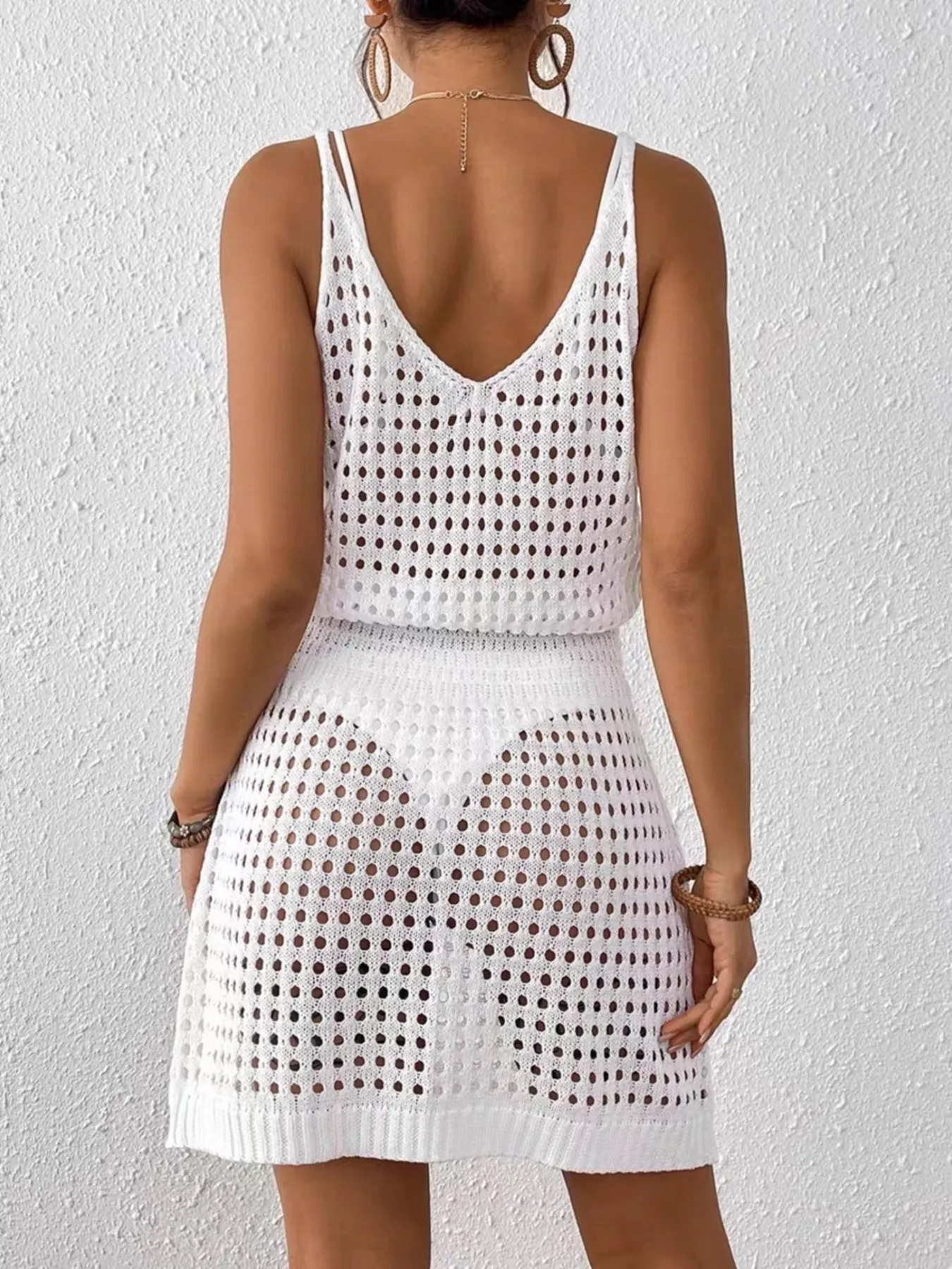 Crochet Sleeveless Knit Cover Up Dress - Image 4