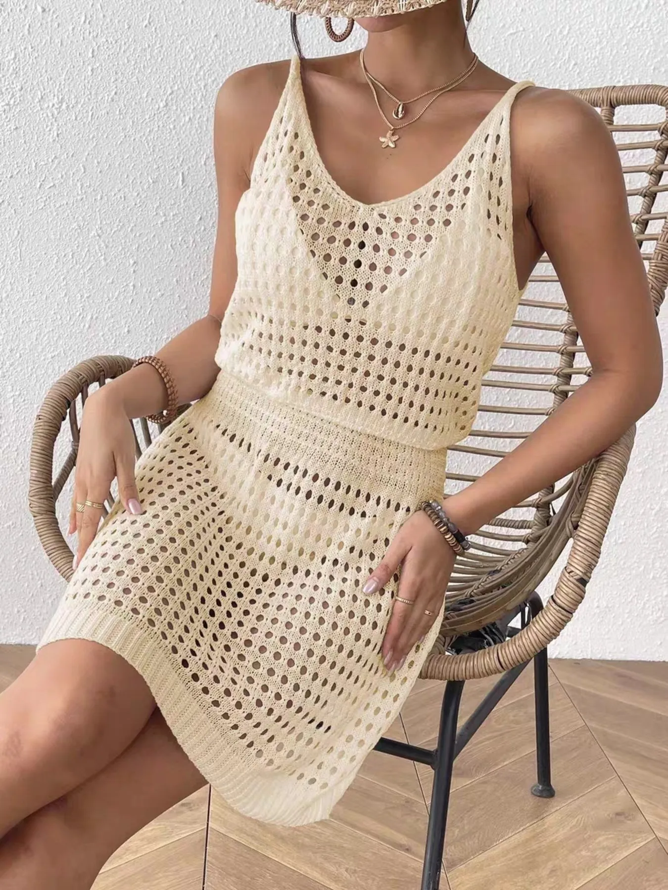 Crochet Sleeveless Knit Cover Up Dress - Image 8