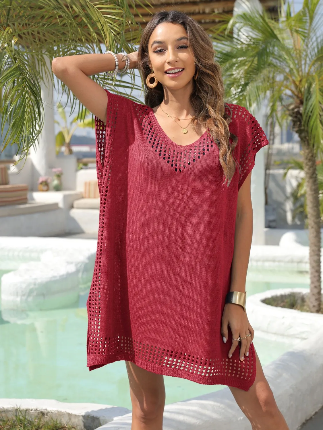Crochet Trim Beach Cover Up Dress - Image 23
