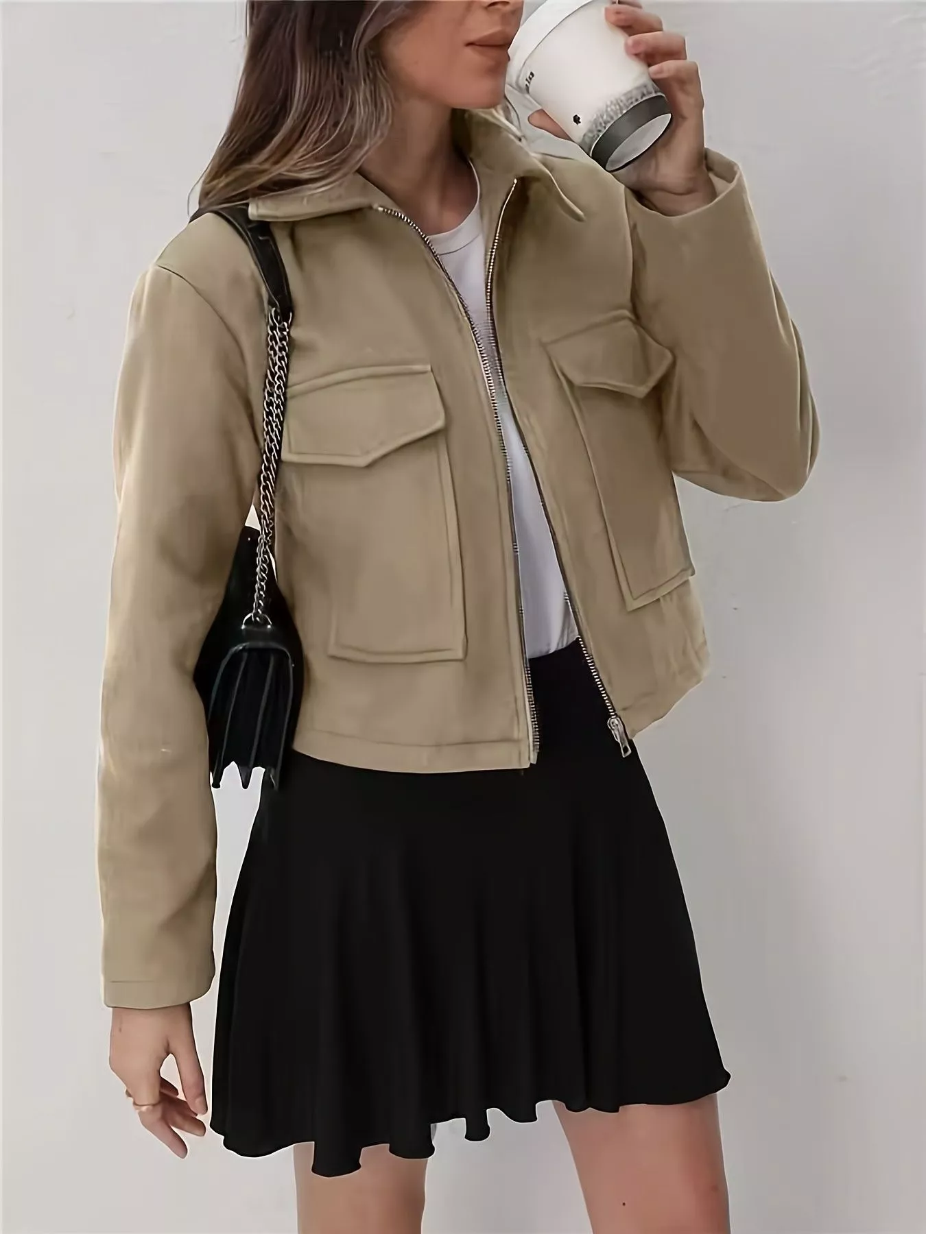 Cropped Zip-Up Pocketed Jacket - Image 11