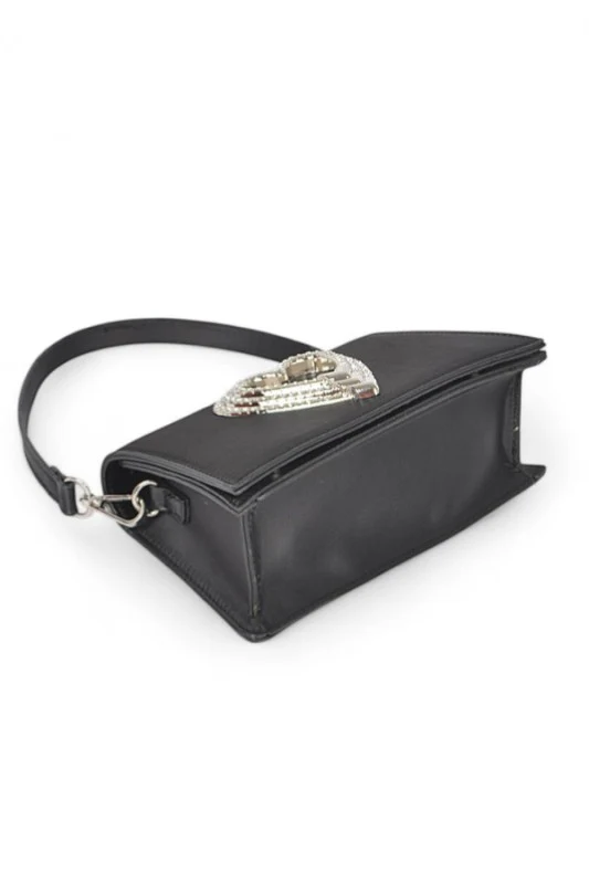 Crystal Heart Satin Top Handle Convertible Clutch - Image 5