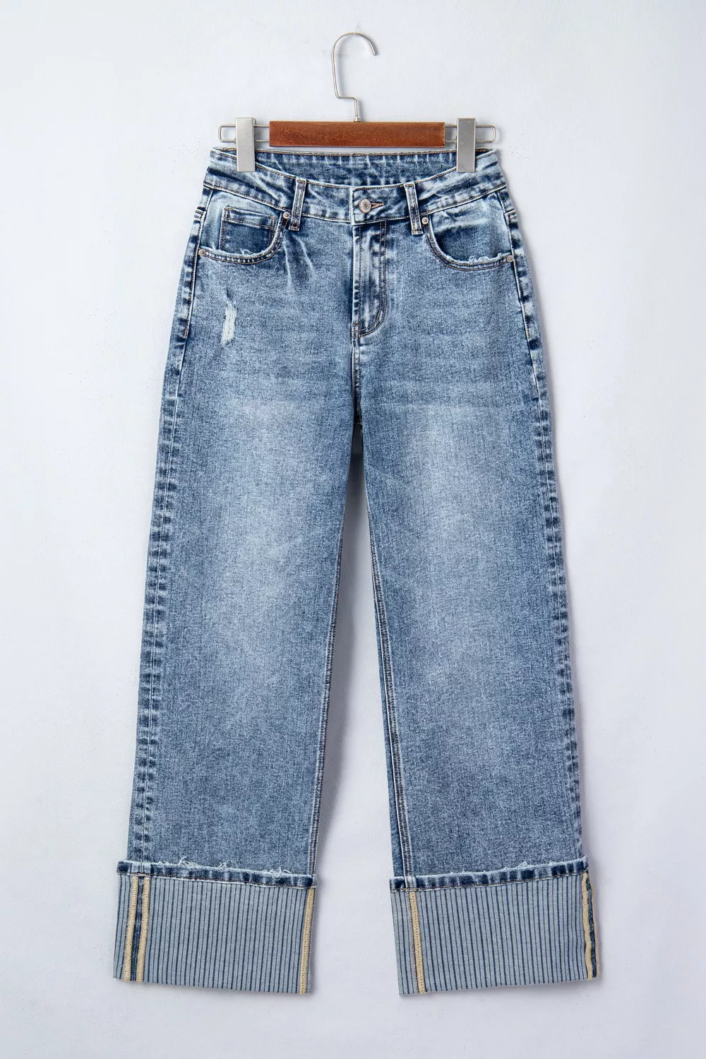 Cuffed Straight Loose Jeans - Image 6