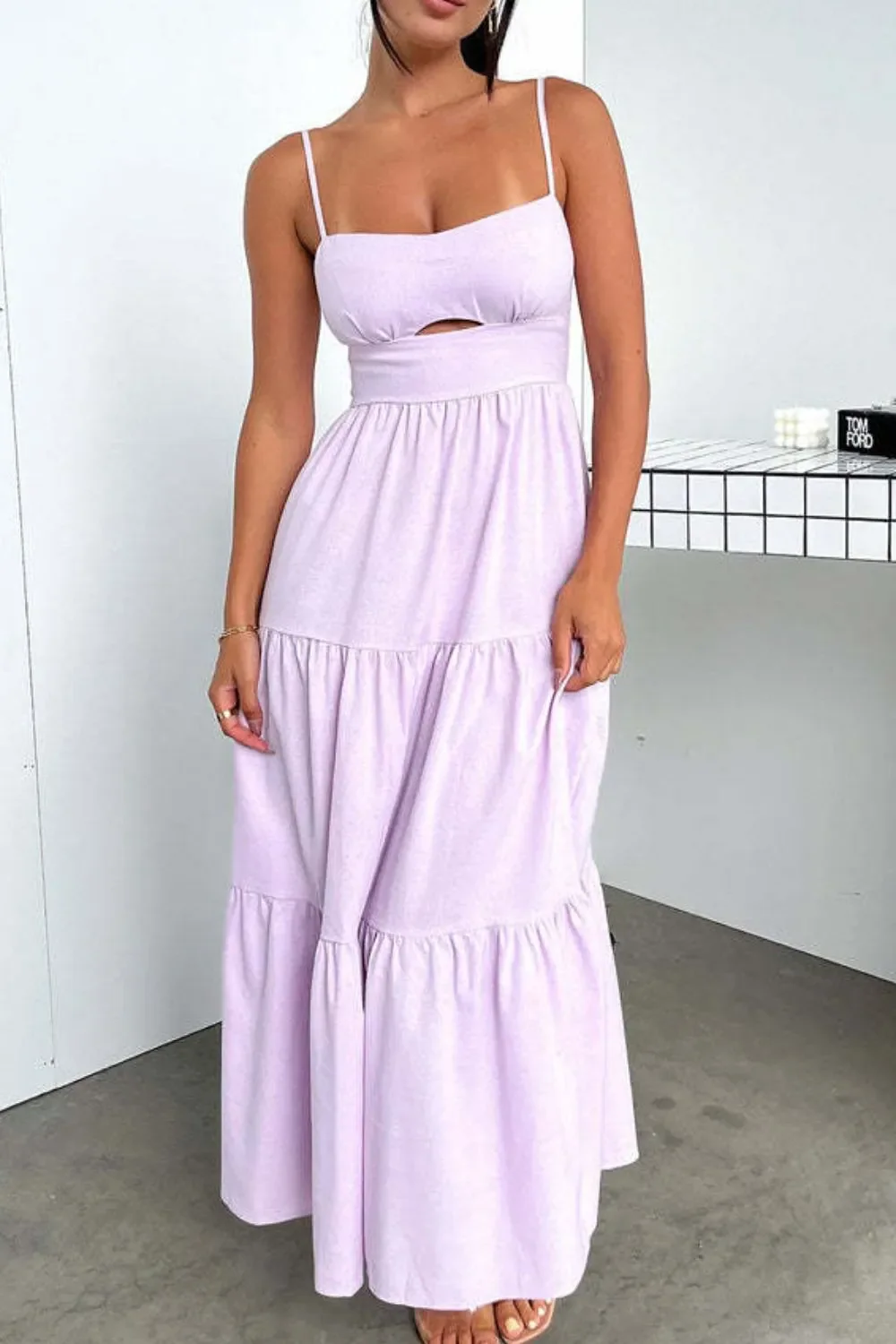 Cut-Out Tiered Dress with Spaghetti Straps - Image 8