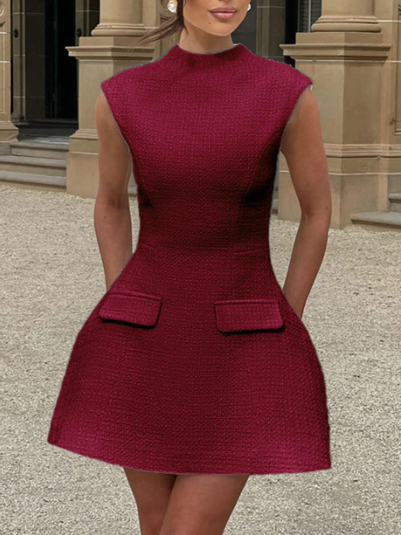 Cutout Back Round Neck Cap Sleeve Mini Dress - Image 10