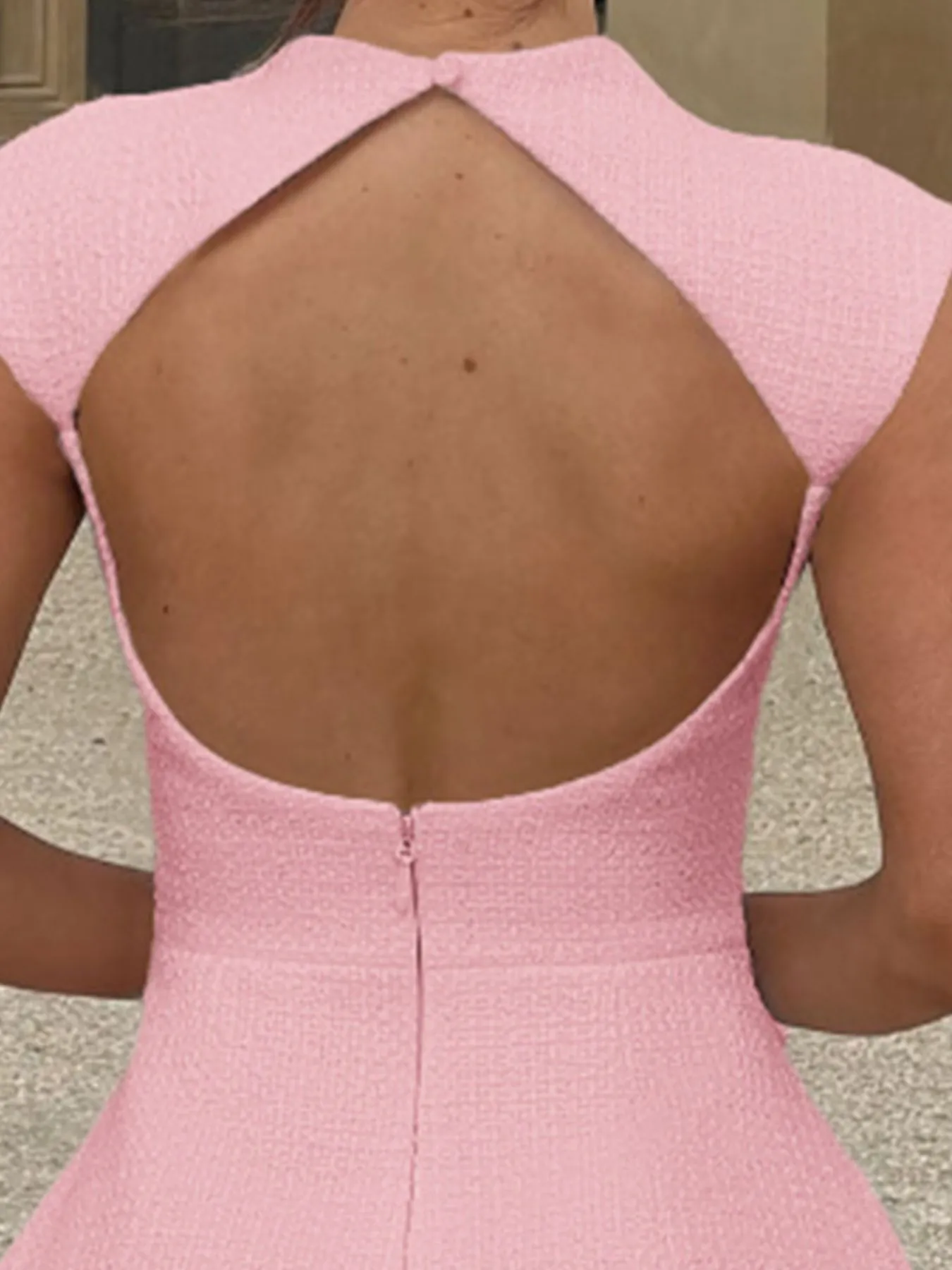 Cutout Back Round Neck Cap Sleeve Mini Dress - Image 5