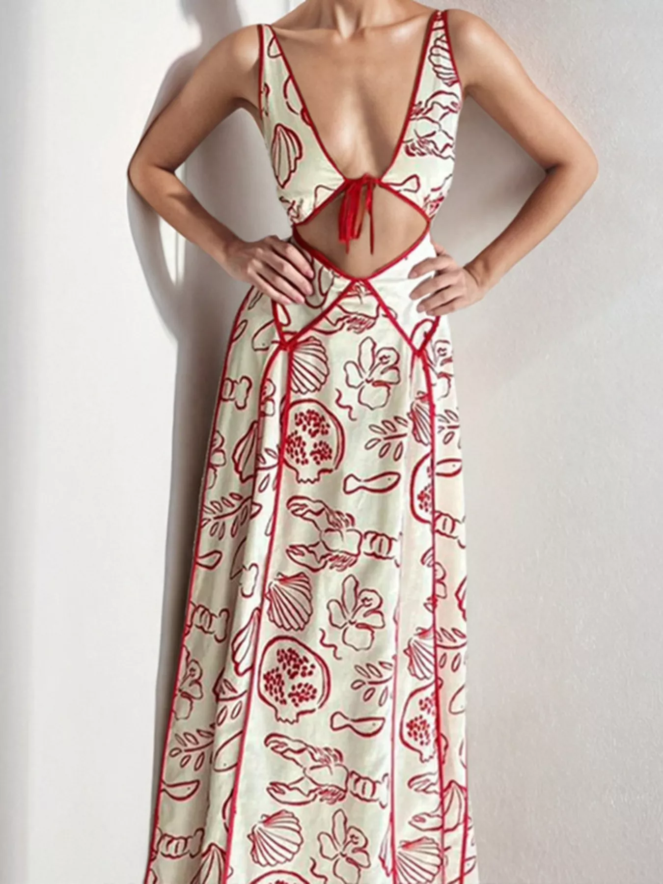 Cutout Backless Printed Maxi Dress - Image 5