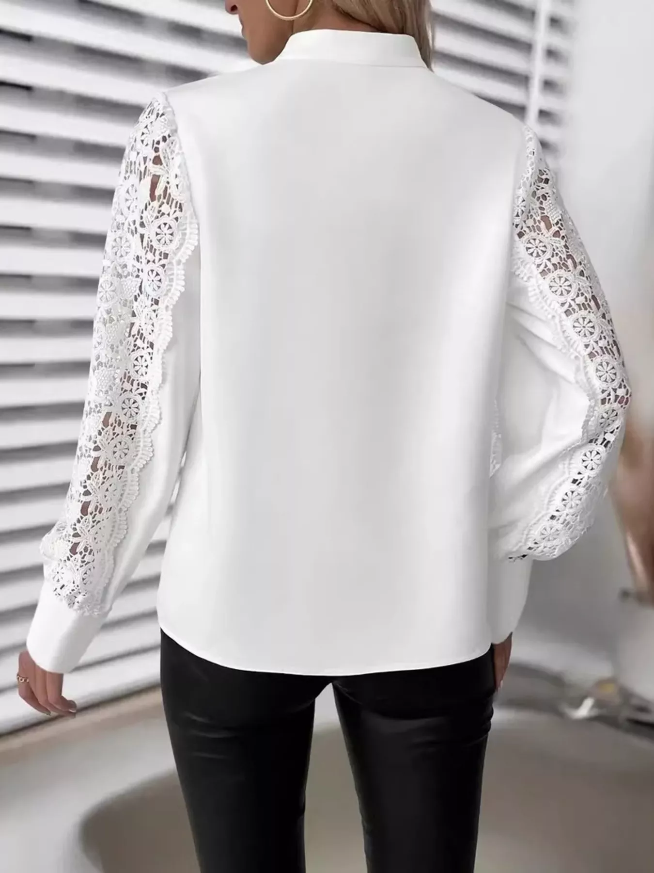 Cutout Front Lace Sleeve Blouse - Image 4