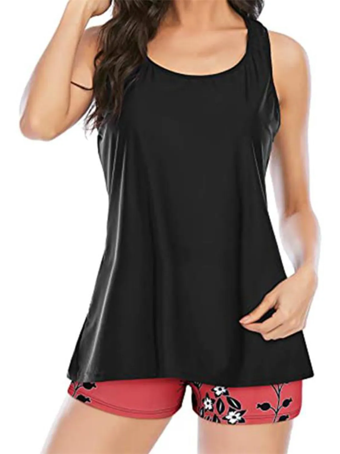 Cutout Printed Round Neck Three-Piece Swim Set - Image 15