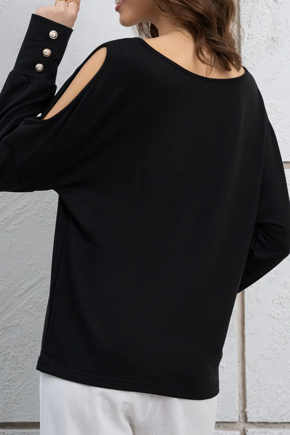 Cutout Round Neck Long Sleeve Top - Image 3