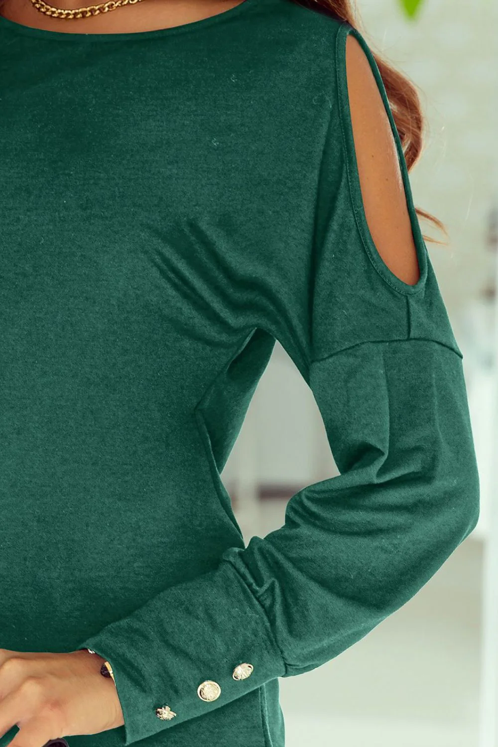 Cutout Round Neck Long Sleeve Top - Image 9