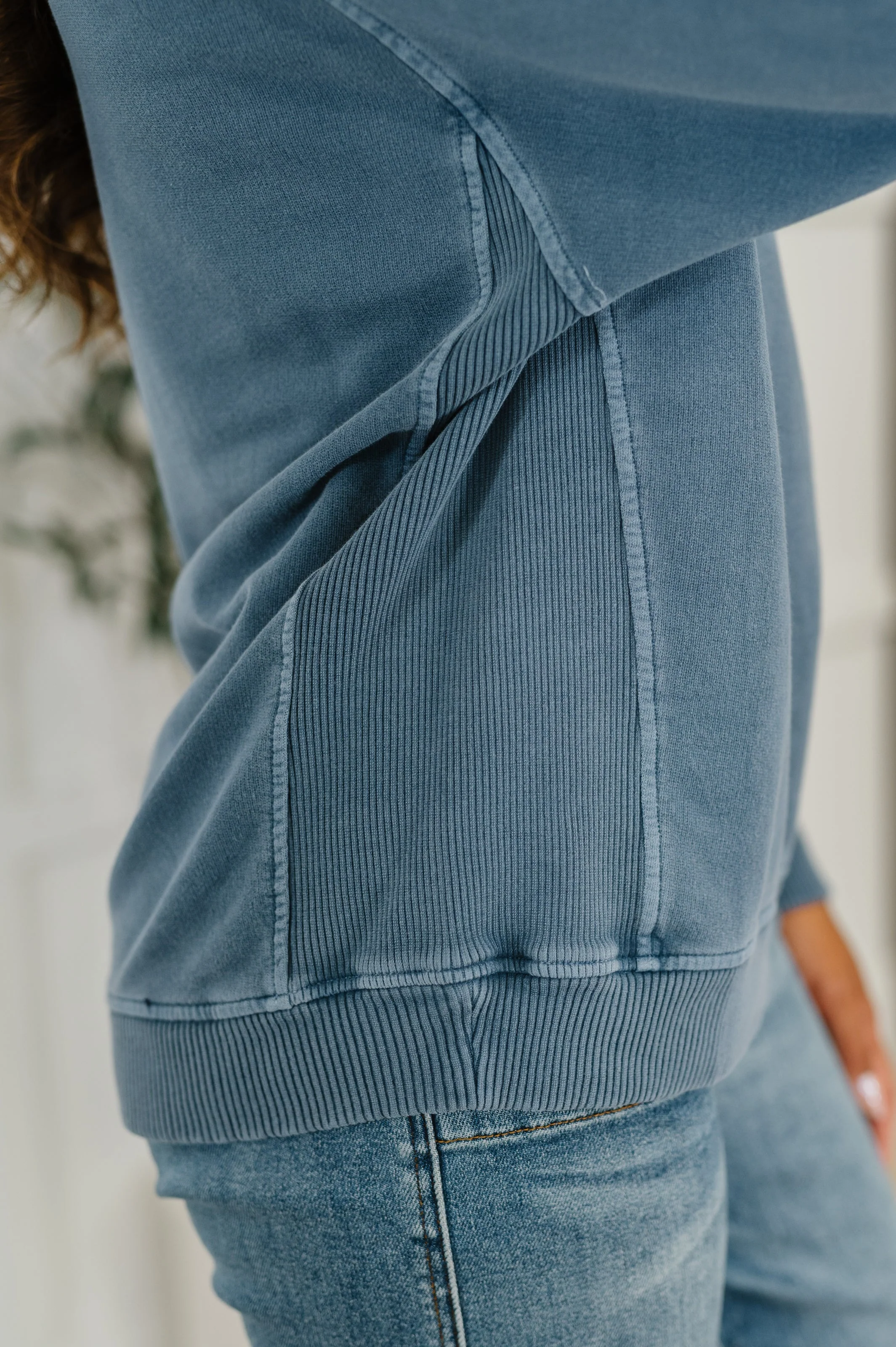 Daily Ease Mineral Wash Pullover in Dusty Blue - Image 2