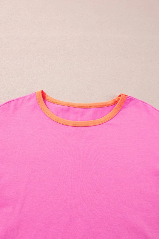 Dark Blue Color Block Sleeve Loose Fit Top - Image 40