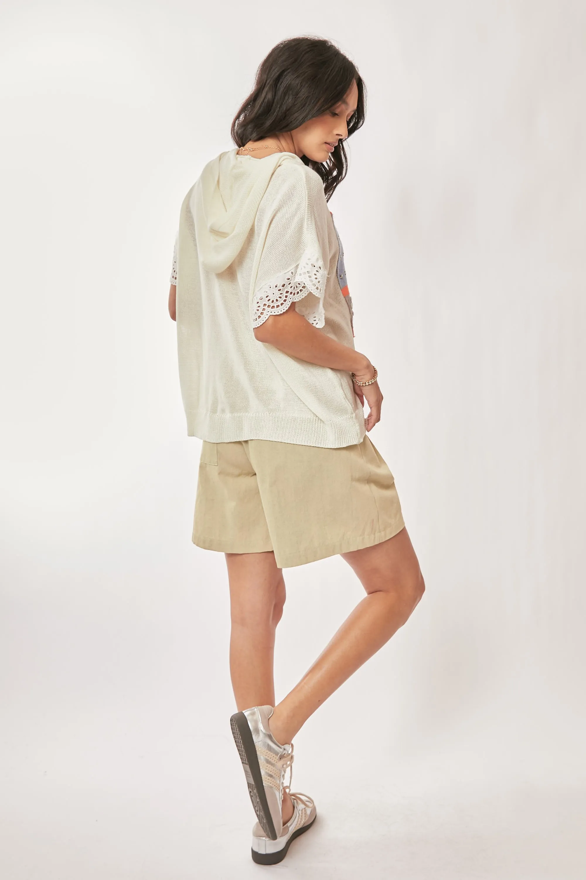 Davi & Dani American Flag Loose Fit Lace Sleeve Hoodie Top - Image 10