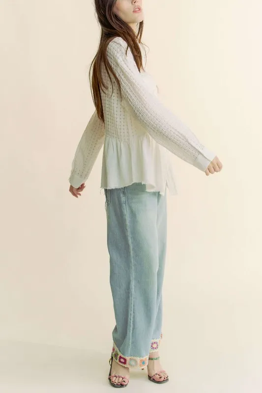 Davi & Dani Garment Washed Jacquard Button Front Shirt - Image 9