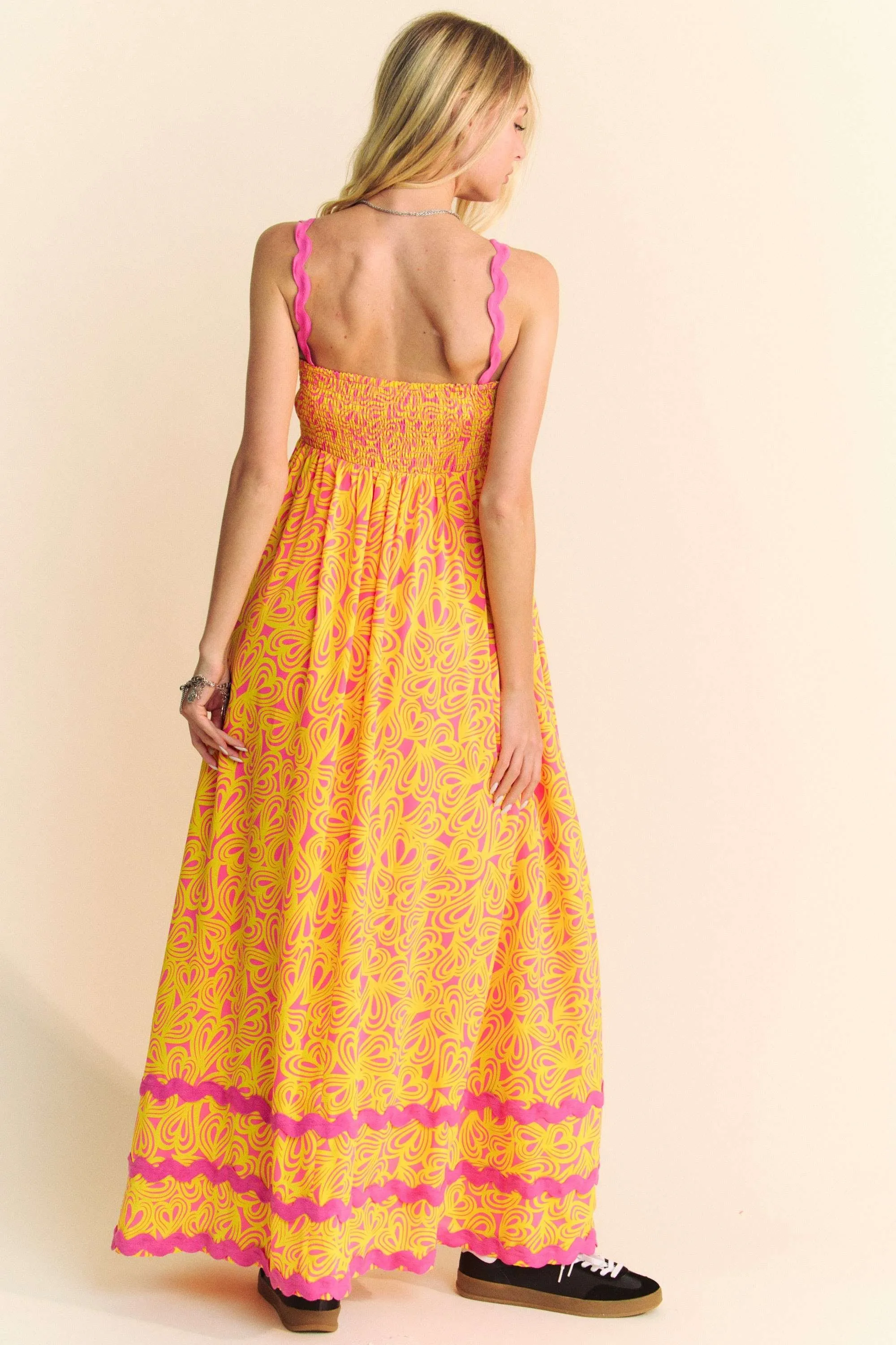 Davi & Dani Geo 2 Tone Printed Wavi Trim Tiered Maxi Dress - Image 10
