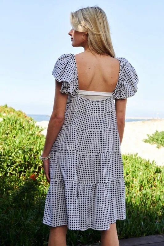 Davi & Dani Jacquard V-Neck Flutter Cap Sleeve Tiered Dress - Image 4