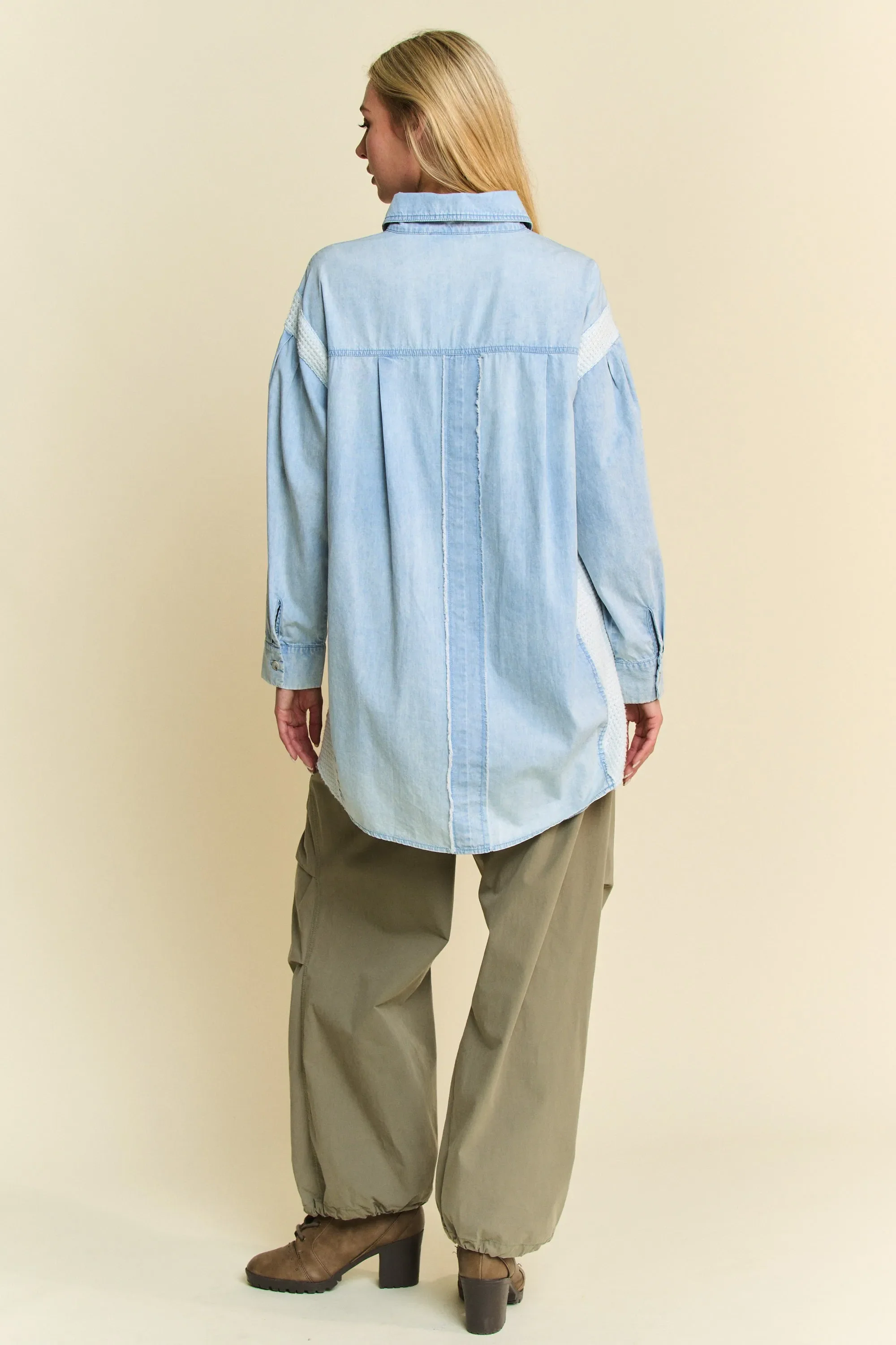 Davi & Dani Lightweight Washed Daisy Patch Waffle Knit Shirt - Image 7