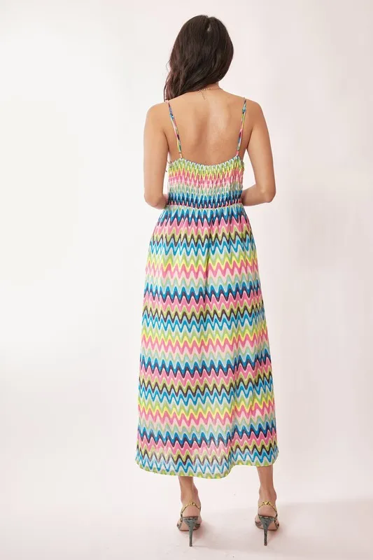 Davi & Dani Multi Color Crochet Lace Midi Dress - Image 2
