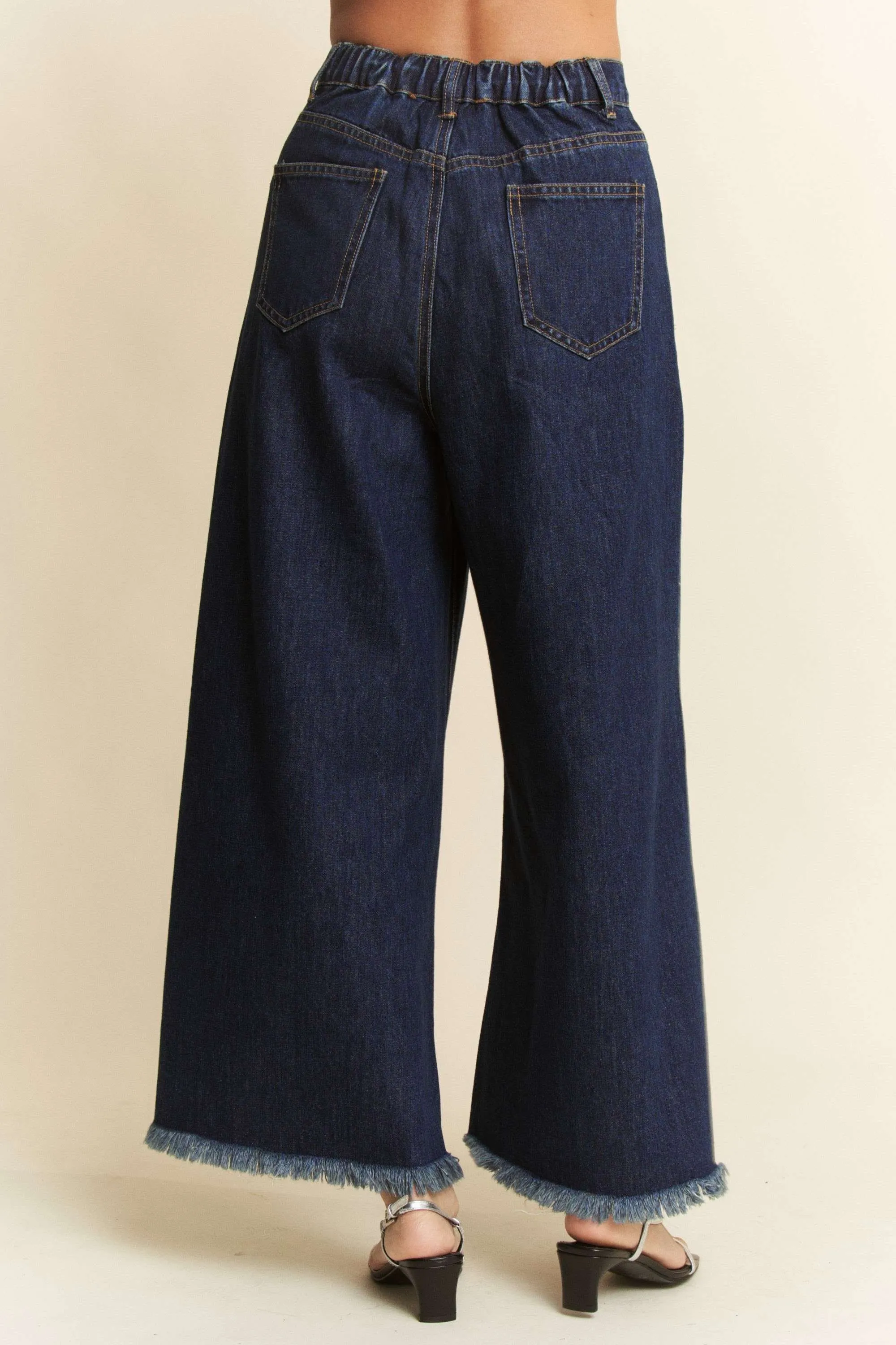 Davi & Dani Patch Pocket Wide Leg Culotte Jeans - Image 7