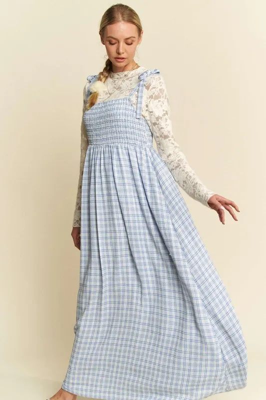 Davi & Dani Plaid Smocking Sleeveless Maxi Dress - Image 5