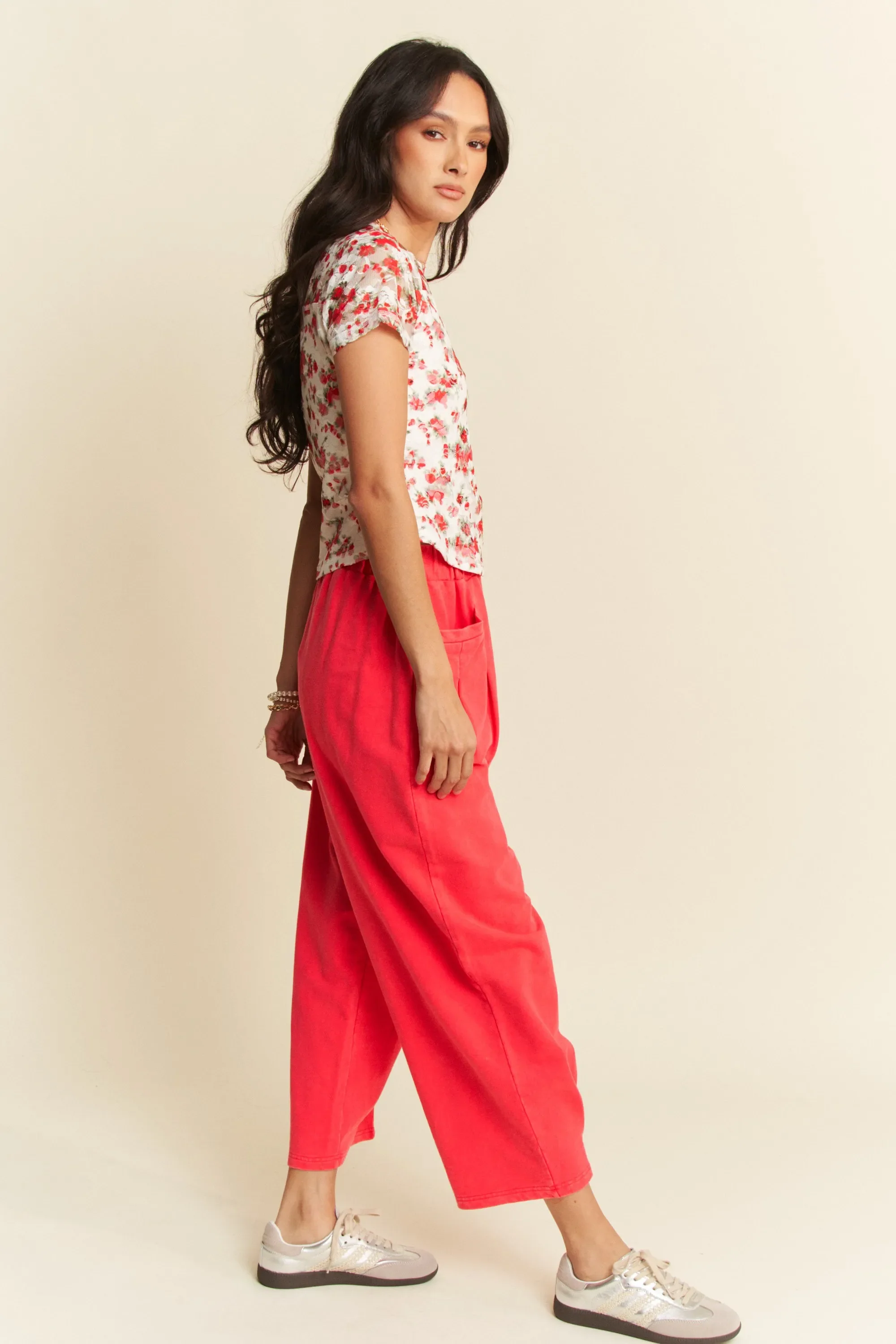 Davi & Dani Ribbon Short Sleeve Layered Mesh Top - Image 9