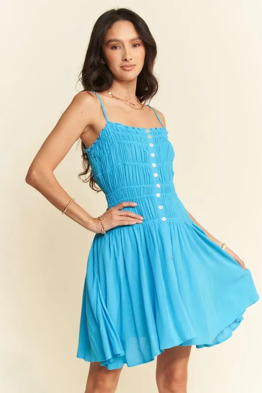 Davi & Dani Smocking Bodice Sleeveless Button Down Mini Dress - Image 4