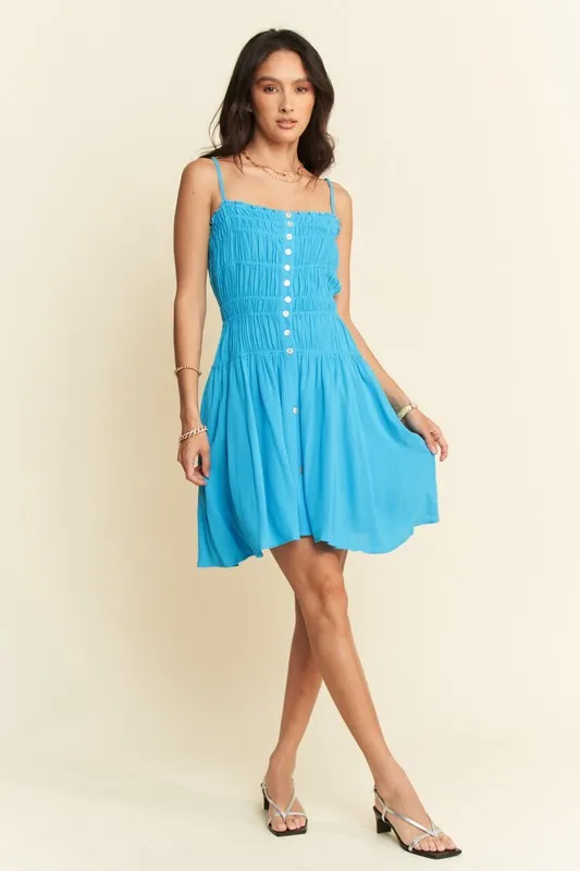 Davi & Dani Smocking Bodice Sleeveless Button Down Mini Dress - Image 7