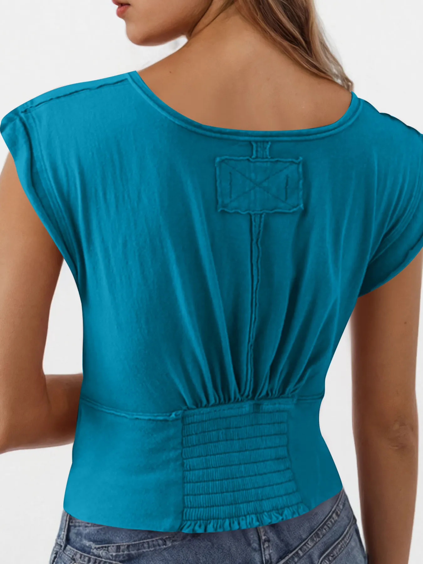 Deep V-Neck Cropped T-Shirt - Image 2