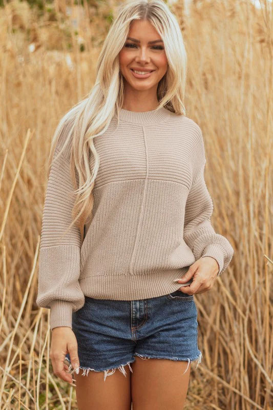 Delaney Texture Knitted Puff Sleeve Sweater - Image 13