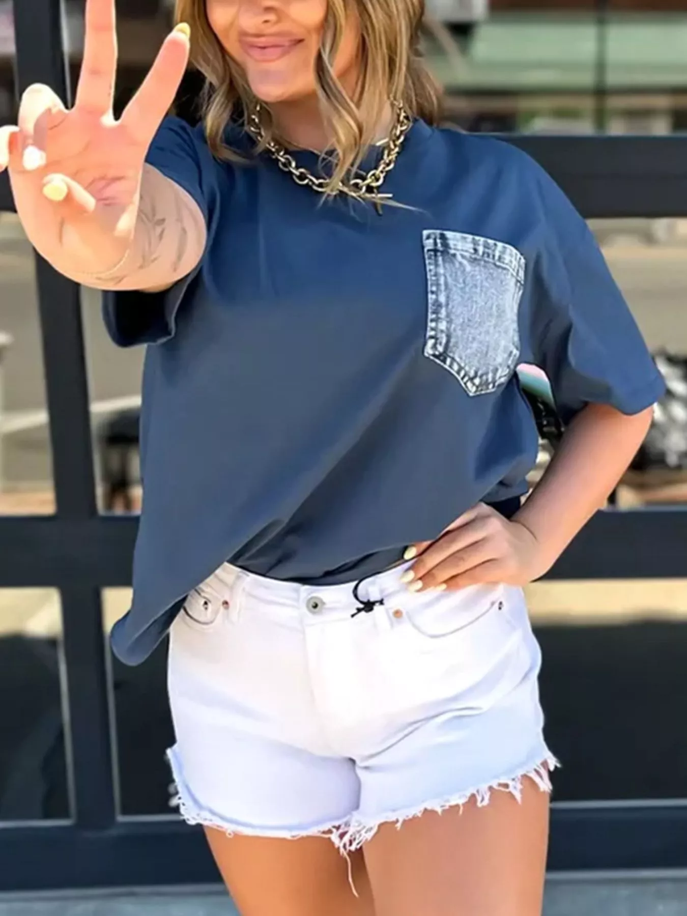 Denim Pocket Relaxed Fit T-Shirt - Image 3