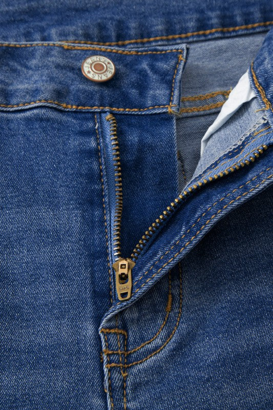 Denim Raw Hem Straight Leg Jeans - Image 19